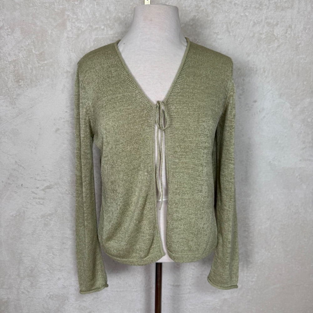 Sage Green Tie Front Knit Cardigan Cottagecore‎ Lightweight Balletcore Size M